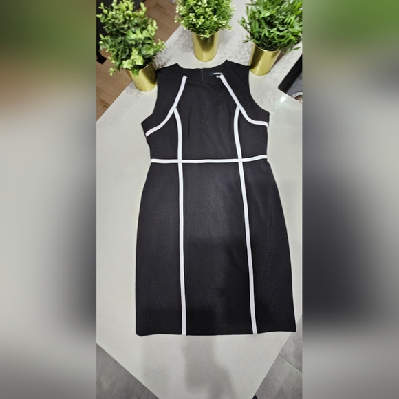 ELLEN TRACY Robe intemporelle et de qualité de longueur midi noire et blanche - Picture 2 of 8